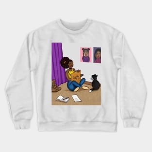 Digital art illustration of black woman studying Crewneck Sweatshirt